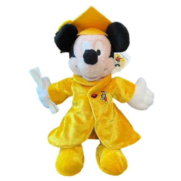 Disney Accessories - ⭐️Disney Vintage 02 Graduation Mickey Mouse Yellow Bean Bag Plush‎ Doll Cap Gown